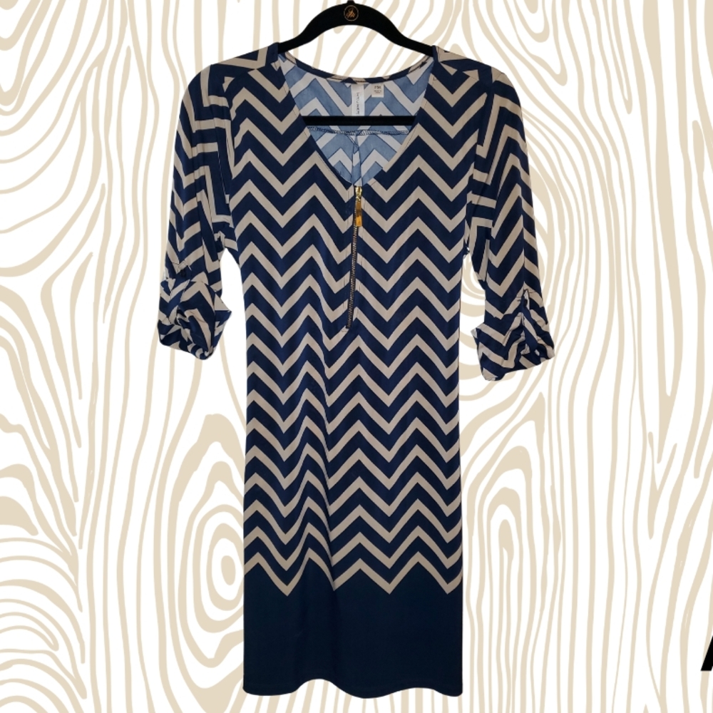 Chevron Patterned Dress with Zipper
